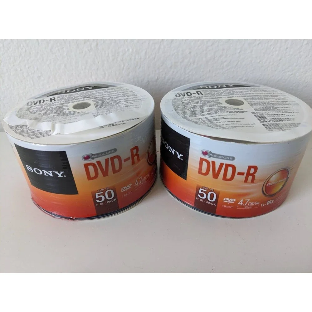 Sony DVD-R 4.7GB 120 Min 16X DVD-R Blank Media Disc 50 Pack, Grade T-160 VHS LOT
